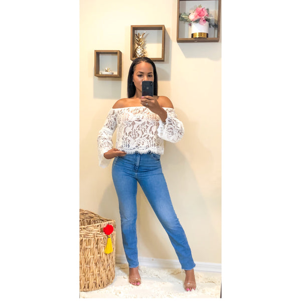 Lacey | White Flare Top